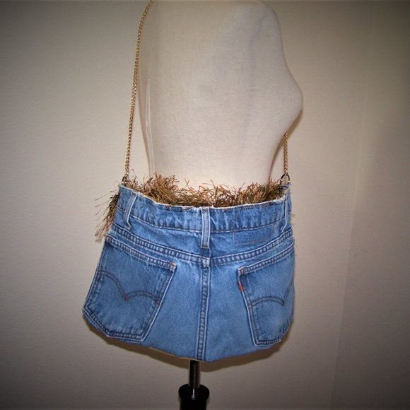 Retro Hip Chix Shoulder Bag Jean/MCM Fabric Funky - Picture 2 of 7